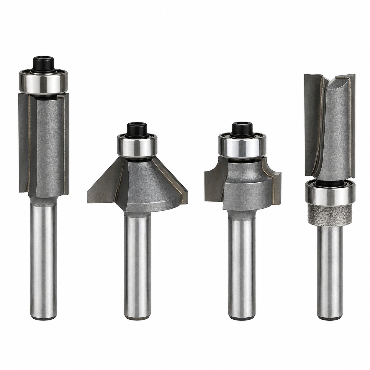 Metal Router Bits on White